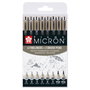 Sakura Set de puntafinas Pigma Micron, 8 rotuladores, Gris Frío Claro y Gris Frío
